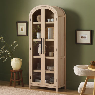 Ridunel Modern Arched Standard Bookcase with Glass Doors