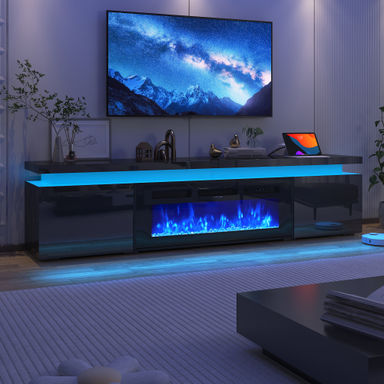 Ivy Bronx 71" LED TV Stand With 40" Fireplace For Tvs Up To 80", Charging Station/Power Outlet Included | Wayfair