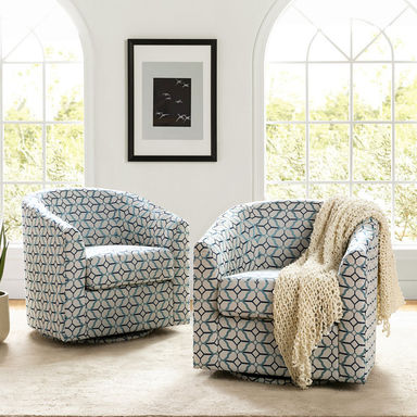 Fawwaz 30.91'' Wide Barrel Chair with Metal Swivel Base (Set of 2)