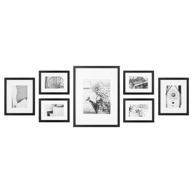 Gallery Perfect Gallery Wall Solid Wood Matted Picture Frame Kit - 7 Pieces with Two 8" x 10", Four 6" x 8", and One 12" x 16" & Reviews | Wayfair