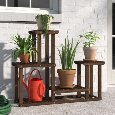 Freeport Park® Bella 4 Tier Fir Wood Plant Display Stand & Reviews | Wayfair