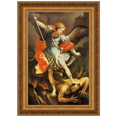 «Archangel St. Michael» par Guido Reni, reproduction d'art encadrée