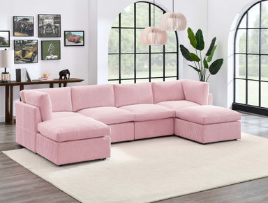 Annai 129" Wide Reversible Modular Corner Sectional with Ottoman
