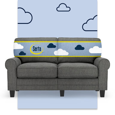 Serta Copenhagen 61" Rolled Arm Sofa, Easy Care Fabric, Soft Pillow Back, Pocket Coil Seat Cushions