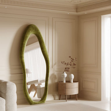 Ivy Bronx Climenhaga Full Length Mirror Wavy Mirror Floor Mirror & Reviews | Wayfair