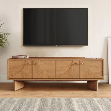 Corrigan Studio Oak Wood Malyun TV Stand for TVs up to 65" Wooden Entertainment Center with Storage