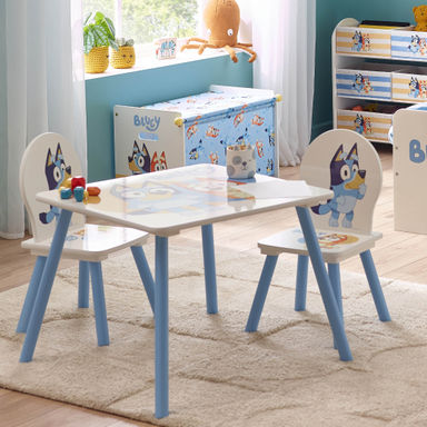 Bluey Children Kids Table and Chairs Set (2 Chairs Included) - Ideal for Arts & Crafts, Snack Time, Homeschooling, Homework & More