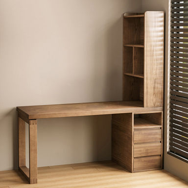 Furnire Lewi Light-walnut Rectangular Solid Wood desks | Wayfair