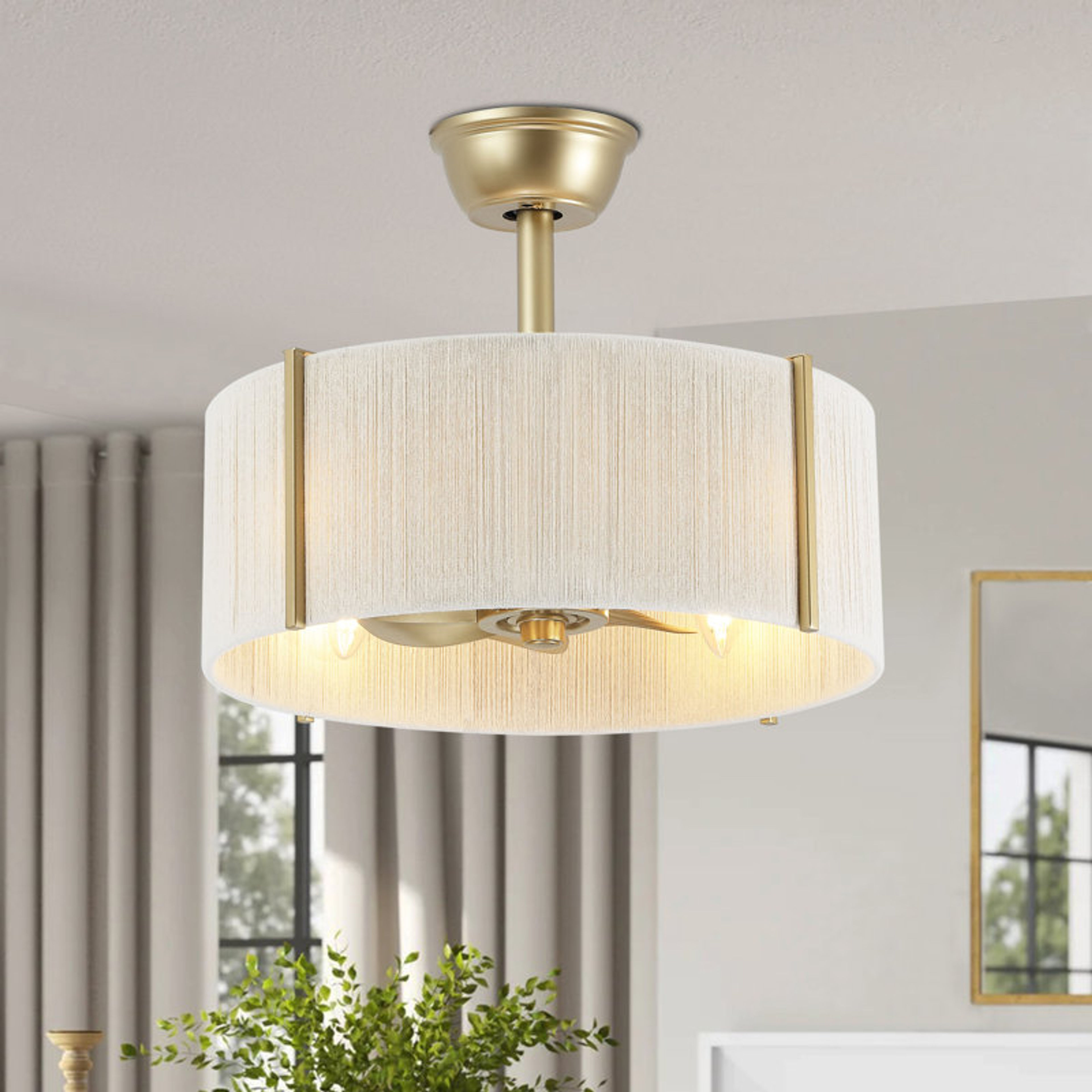 18'' 7-Blade Rope Ceiling Fan with Light & Remote