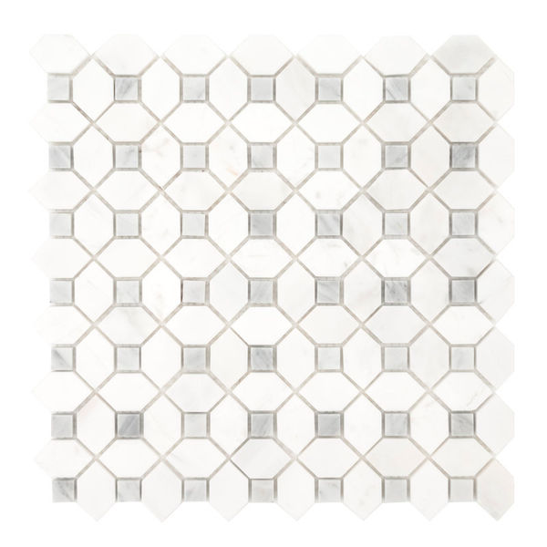 Geometric 13 in. x 13 in. Polished Marble Mosaic Floor and Wall Tile