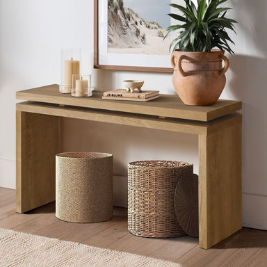 Ebern Designs Mariany 60" Console Table with Double Shelf & Solid Wood Legs | Wayfair