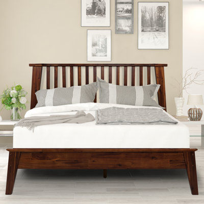 Kaylin 2 Piece Bedroom Set Solid Wood Platform Bed Frame with Headboard and Nightstand