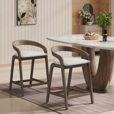 Gurnaik 25.25'' Rubberwood Counter Stools (Set of 2)