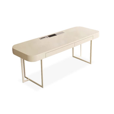 Groove Interior White Rectangular Manufactured Wood with 2 drawers desk | Wayfair