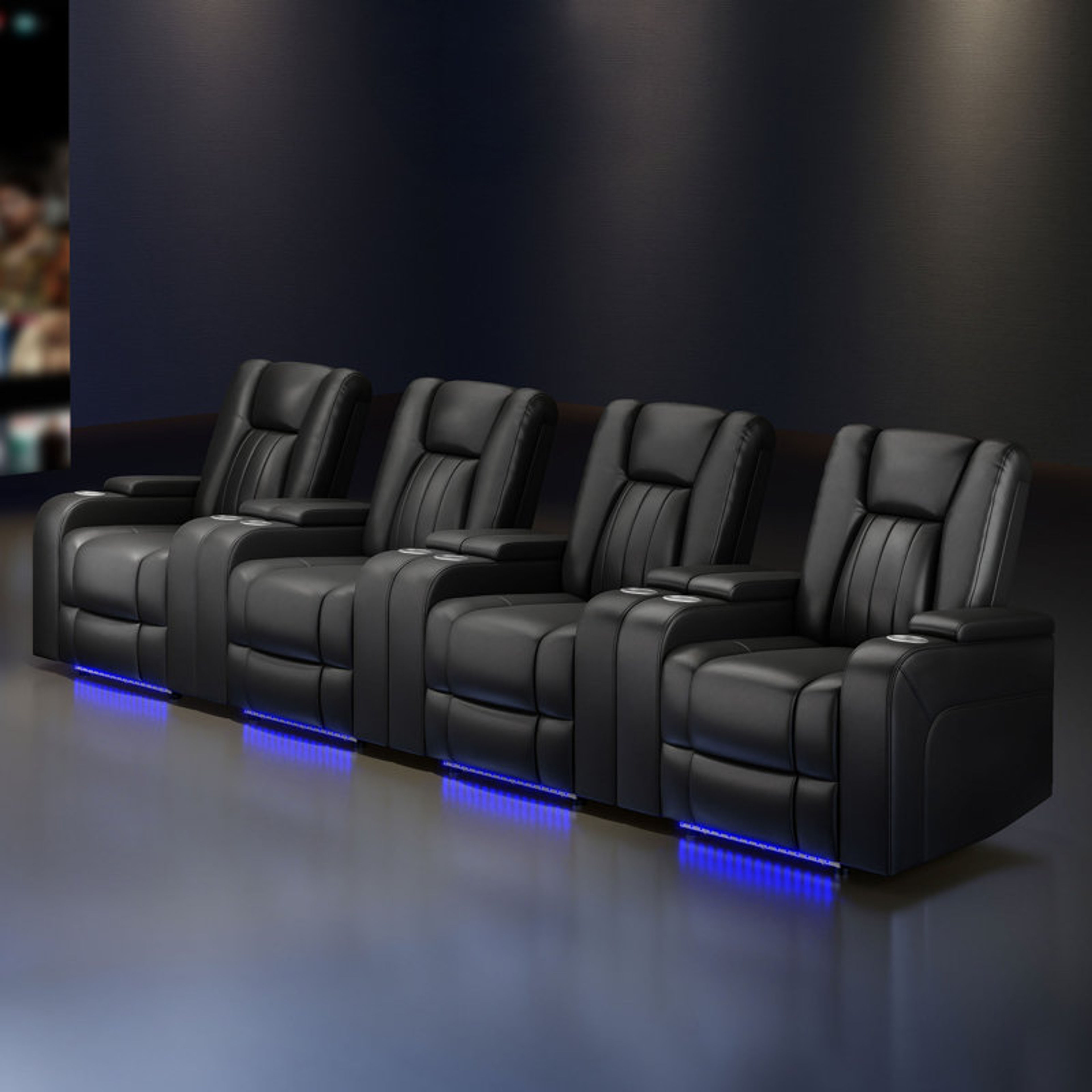 38" Modern Power Recliner Set of 4 with USB Ports & Arm Storage