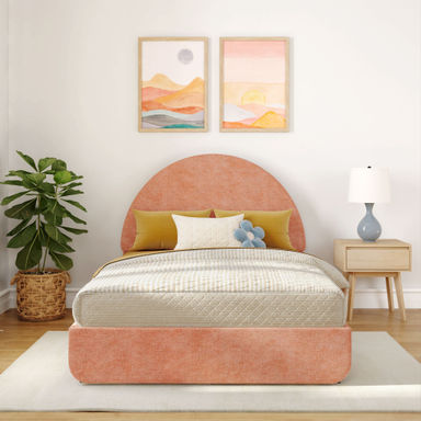 Beunca Solid Wood Upholstered Bed with Arch Headboard
