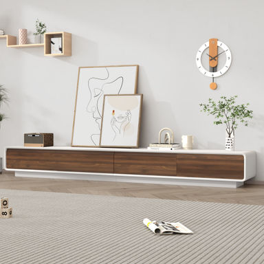 Wall-Mounted/Floor Standing TV Stand For Tvs Up To 100", Floating Media Console With 2 Drawers And 2 Cabinets