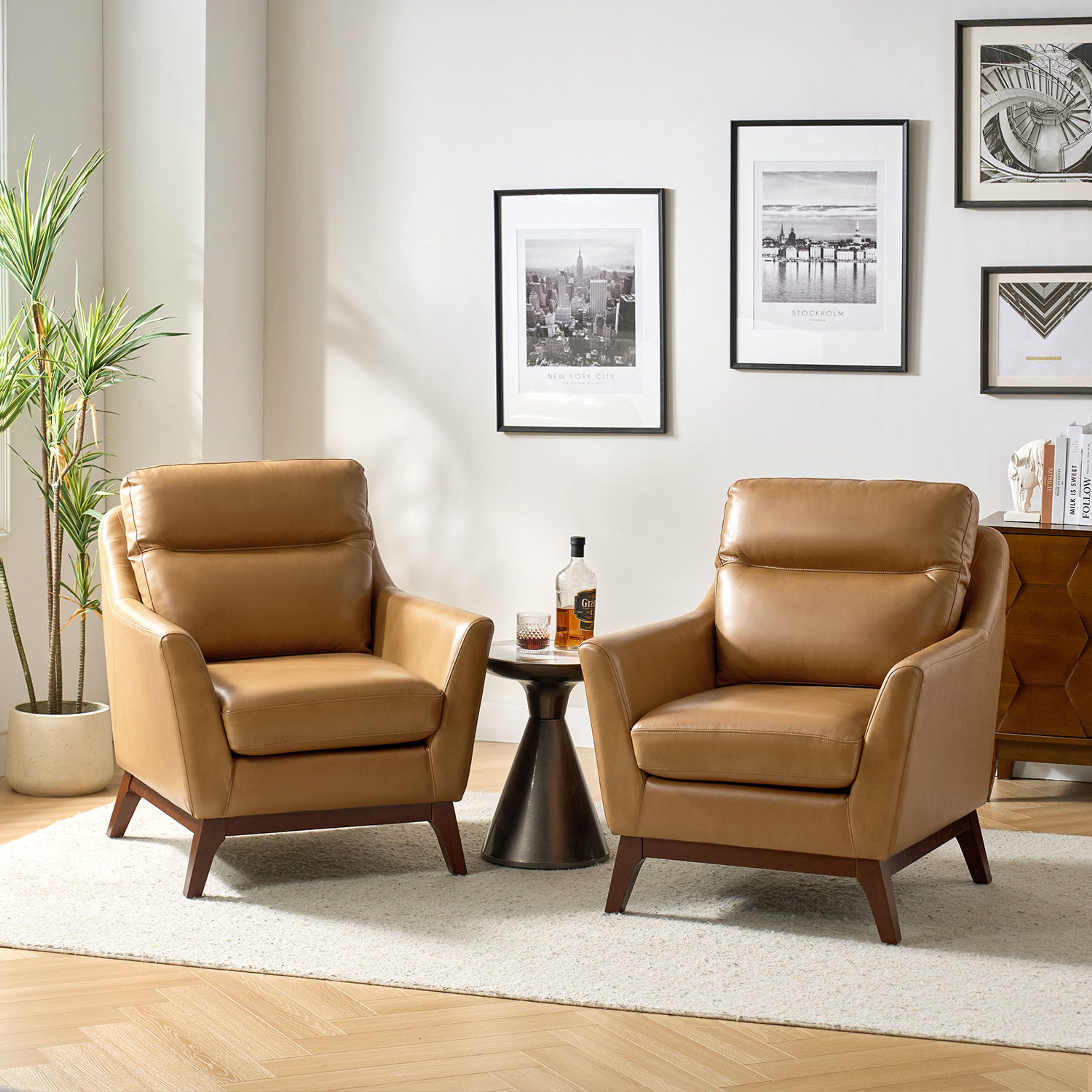 Mariessa Mid-Century Leather Armchair | Modern Elegance