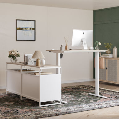 The Twillery Co.® Normandie 66.1'' W Height Adjustable L-Shaped Standing Desk with and Cabinet & Reviews | Wayfair