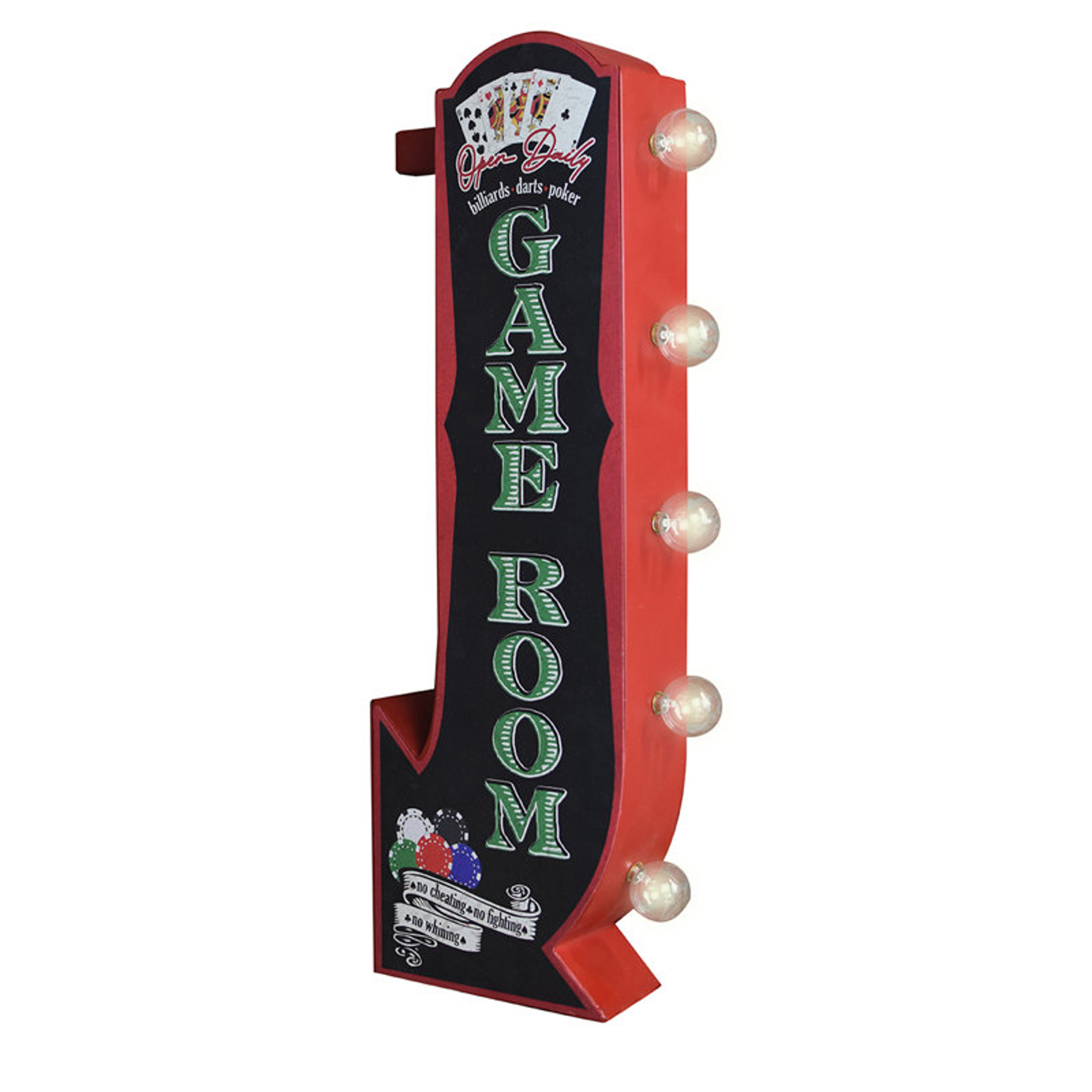 Vintage LED 3D Arrow Game Room Sign Poker Chips Man Cave Decor