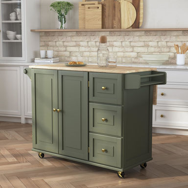 Arlonda Solid Wood Top Kitchen Cart