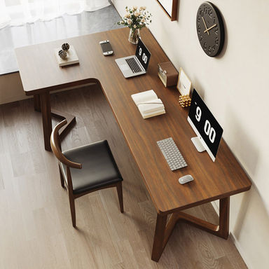 Nut-brown Rectangular Solid Wood desks