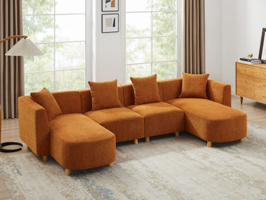 113’’ U-Shape Upholstered Sectional Sofa Couch For Modern Living