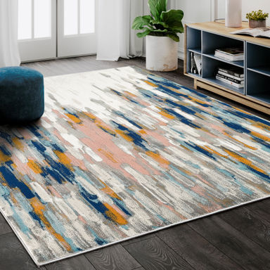 Seldovia Abstract Orange/Blue Area Rug