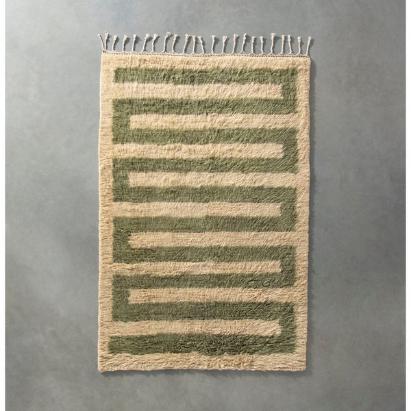 Essi Geometric Handmade Wool Green/Tan Area Rug