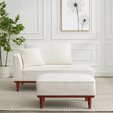 Finken Upholstered Chaise Lounge and Stool