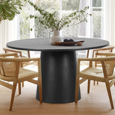Dysis 52" Solid Oak Round Pedestal Dining Table