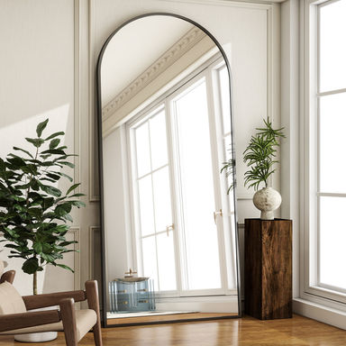 Everly Quinn Queenborough Oversized Full Length Mirror Arch Floor Mirror Wall Mirror Hanging Or Leaning Full Body Mirror With Stand & Reviews | Wayfair