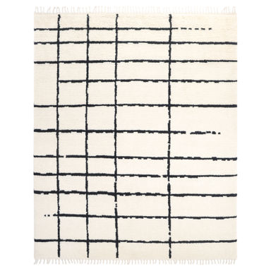 AllModern Hoxton Rectangle Geometric Hand-Knotted Cotton/Wool Area Rug in Ivory/Black | Wayfair