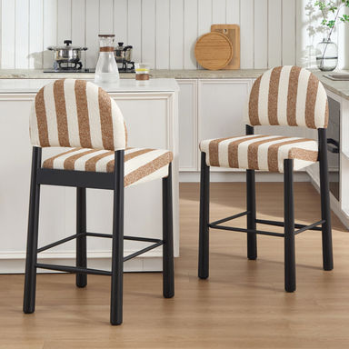 Upholstered 26.4'' Linen Counter Stool With Solid Wood Frame (Set of 2)