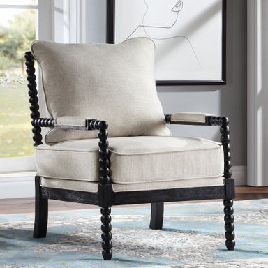 Langley Street® Lorentz Modern Farmhouse Accent Chair 25.5" Wide Chenille with Turned Wood and Solid Frame & Reviews | Wayfair