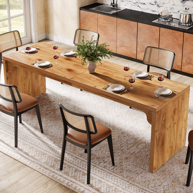 Modern Dining Table for 6-8, 78-Inch Rectangular Dining Room Table, Large Long Kitchen Dinner Eating Table, Brown