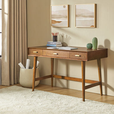 Kerah 48" Mid Century Modern Computer Desk with Built-in Charging and Cable Management and Compartmentalized  Drawer