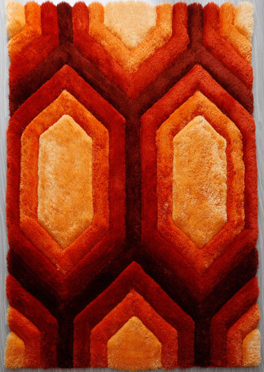 Corey-Leigh Geometric Shag Orange/Red/Black Area Rug
