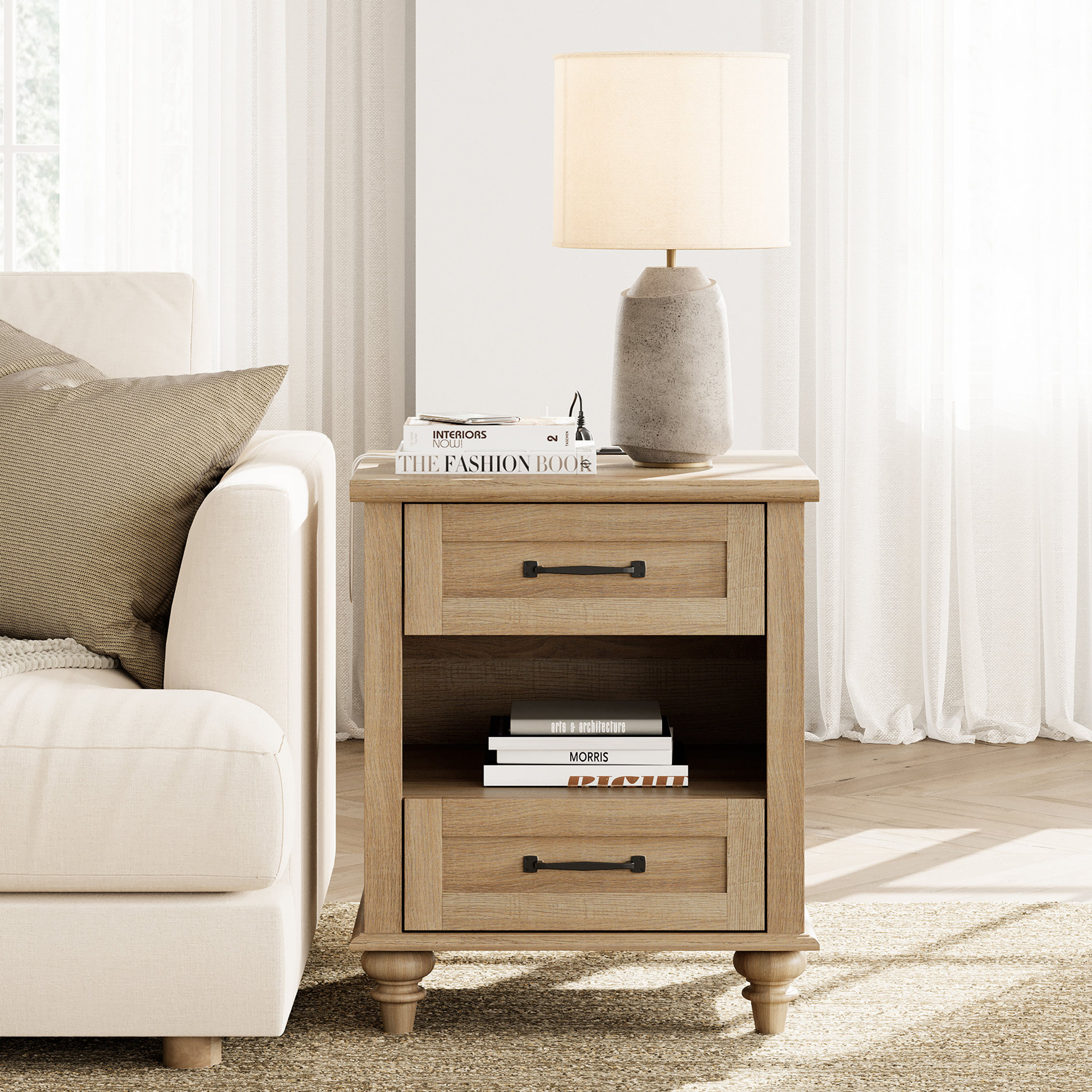 Charlton Home Scarlett 2-Drawer Nightstand - Modern Bedroom Storage