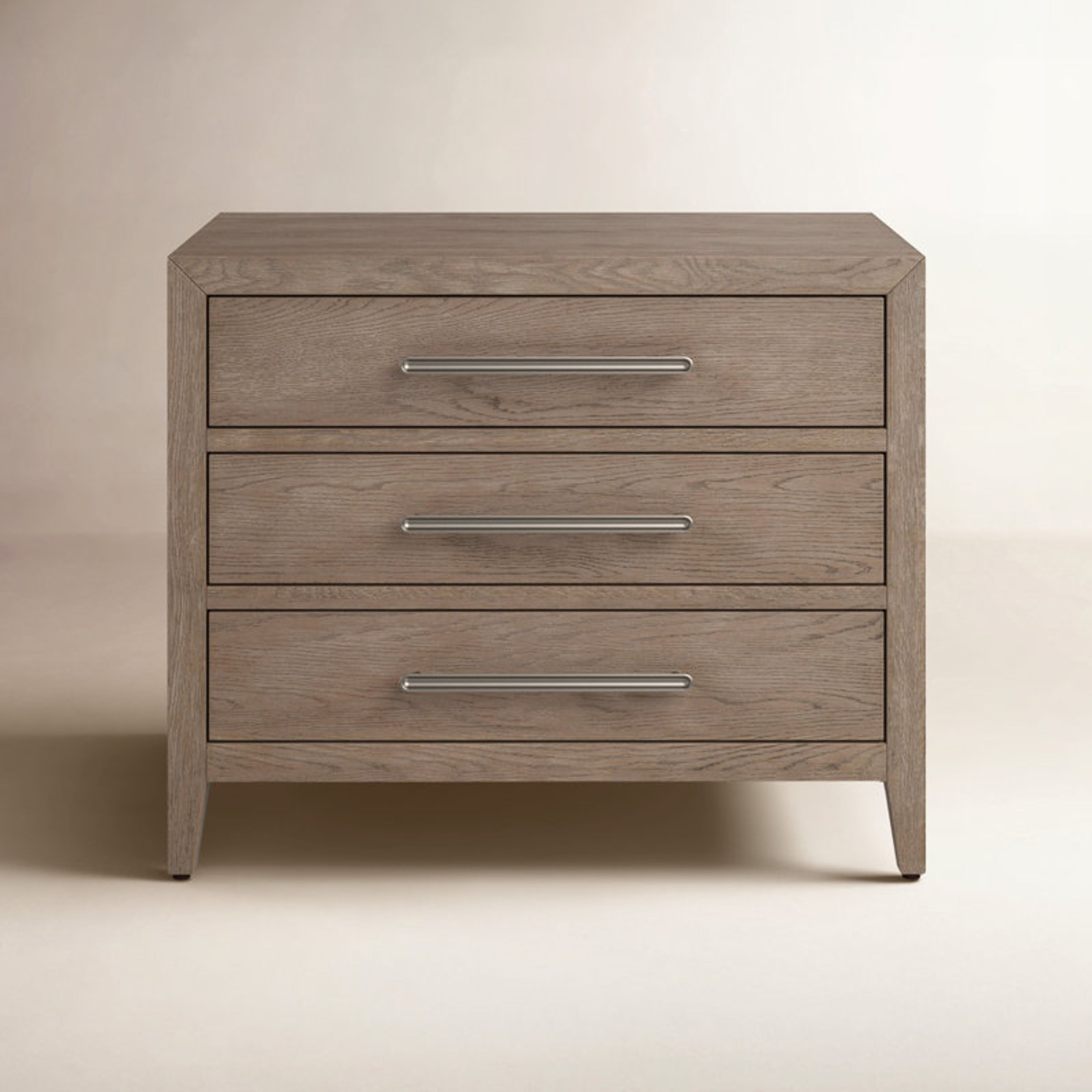 Birch Lane Hugh 3-Drawer Nightstand in Medium Gray Oak