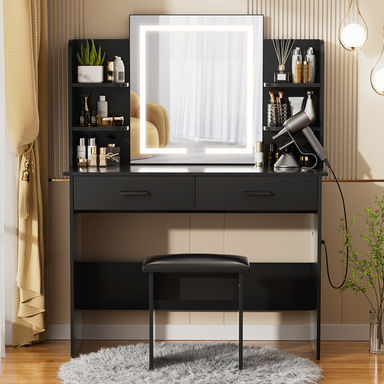 Greyden Vanity Set With LED Mirror & Built-in Outlets