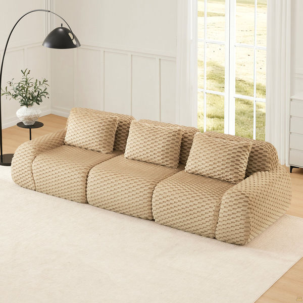 146" Modern Modular Sectional Sofa,Flannelette Fabric,Oversized 4-Seater Couch,Deep Seat,Deep Seat,Boneless Sofa