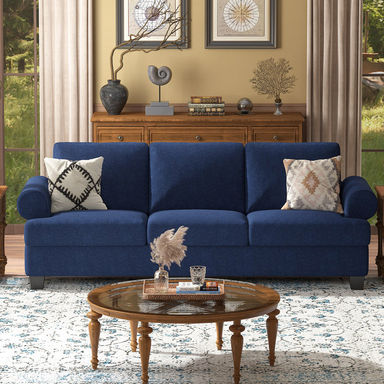91'' Sofa with Extra Deep Seats, 3-Seat Sofa Couch for Living Room, Mid-Century Modern