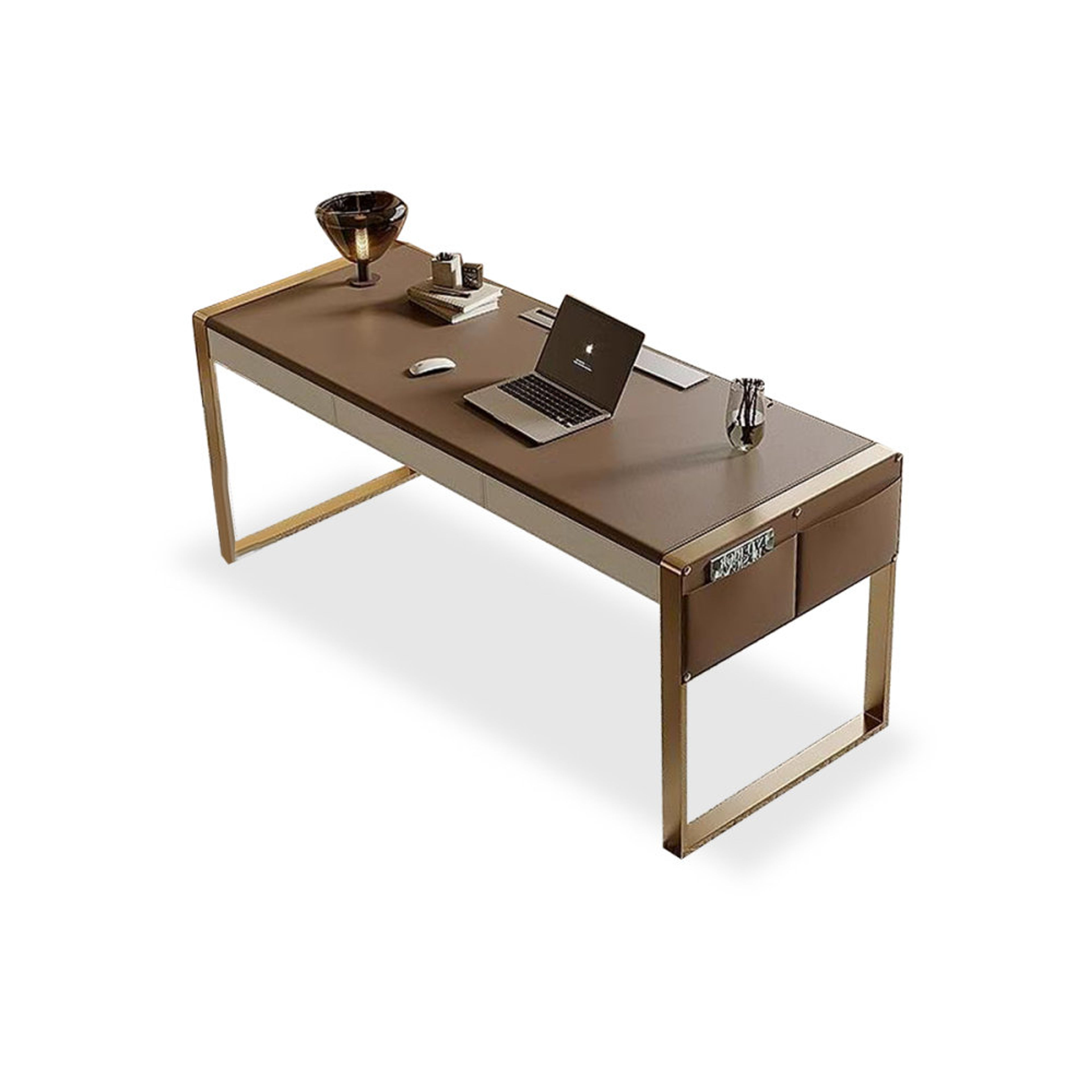 Groove Interior Solid Wood 3-Drawer Rectangular Desk