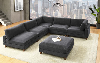 Espinosa 6 - Piece Slipcovered Corduroy Sectional