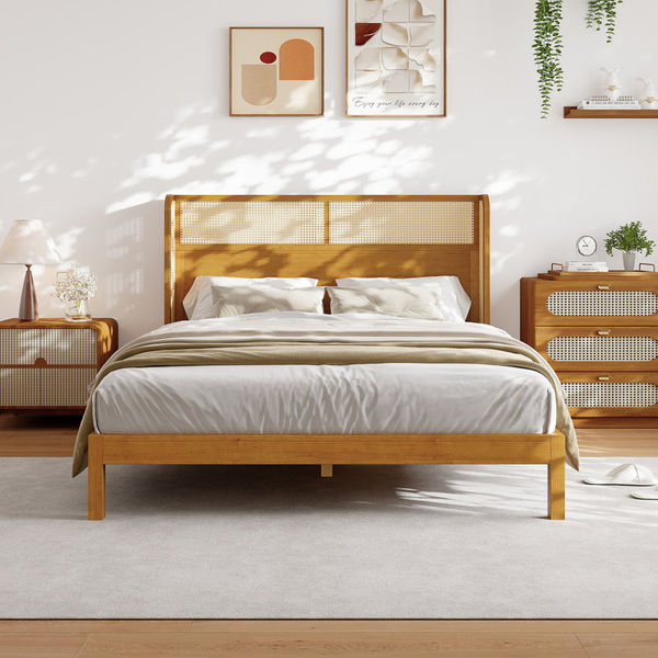 Rubber Wood Platform Bed Frame, Bed Frame