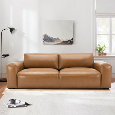 Benthe 95'' Plush Vegan Leather Sofa