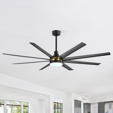 Mercer41 Jamii-Leigh 65/72/84 inch Large Indoor/Covered Outdoor Modern Ceiling Fan with Led Lights and Remote, 6-Speed, Reversible Quiet DC Motor, Timer, 8-ABS-Blade & Reviews | Wayfair