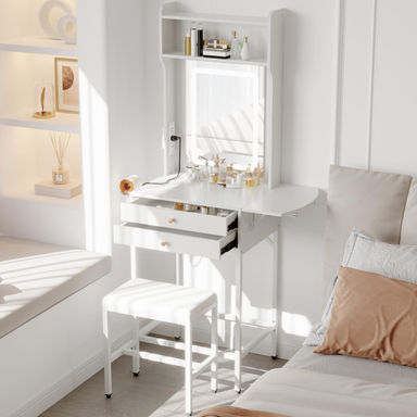 Mini Makeup Vanity Desk Set with Mirror and Stool