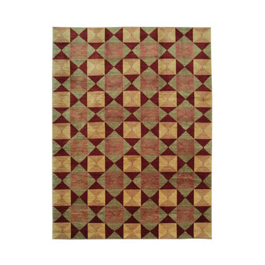 Sloane Diamond Red Hand Knotted Afghan Wool Rug